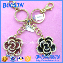 Custom Cheap Enamel Flower Pendant Keychain